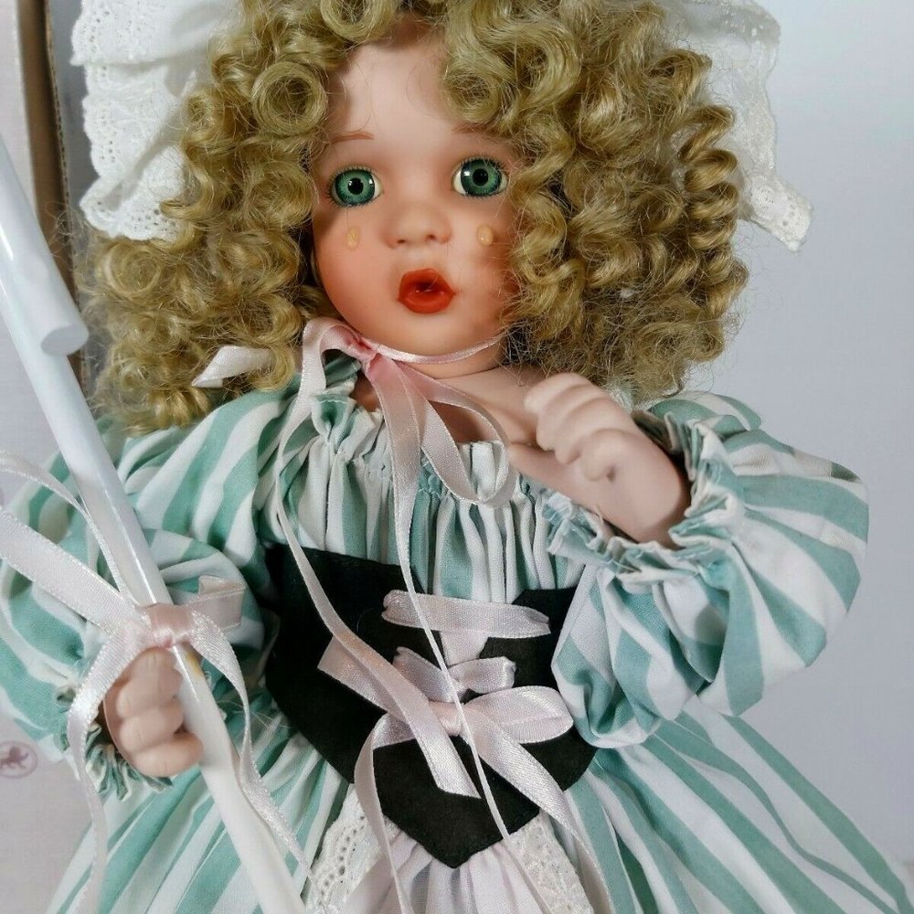 LITTLE BO PEEP PORCELAIN & CLOTH DOLL Ashton-Drake Wendy Lawton w/STAND COA Box